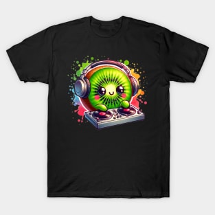 Watercolor Kawaii Kiwi DJ T-Shirt